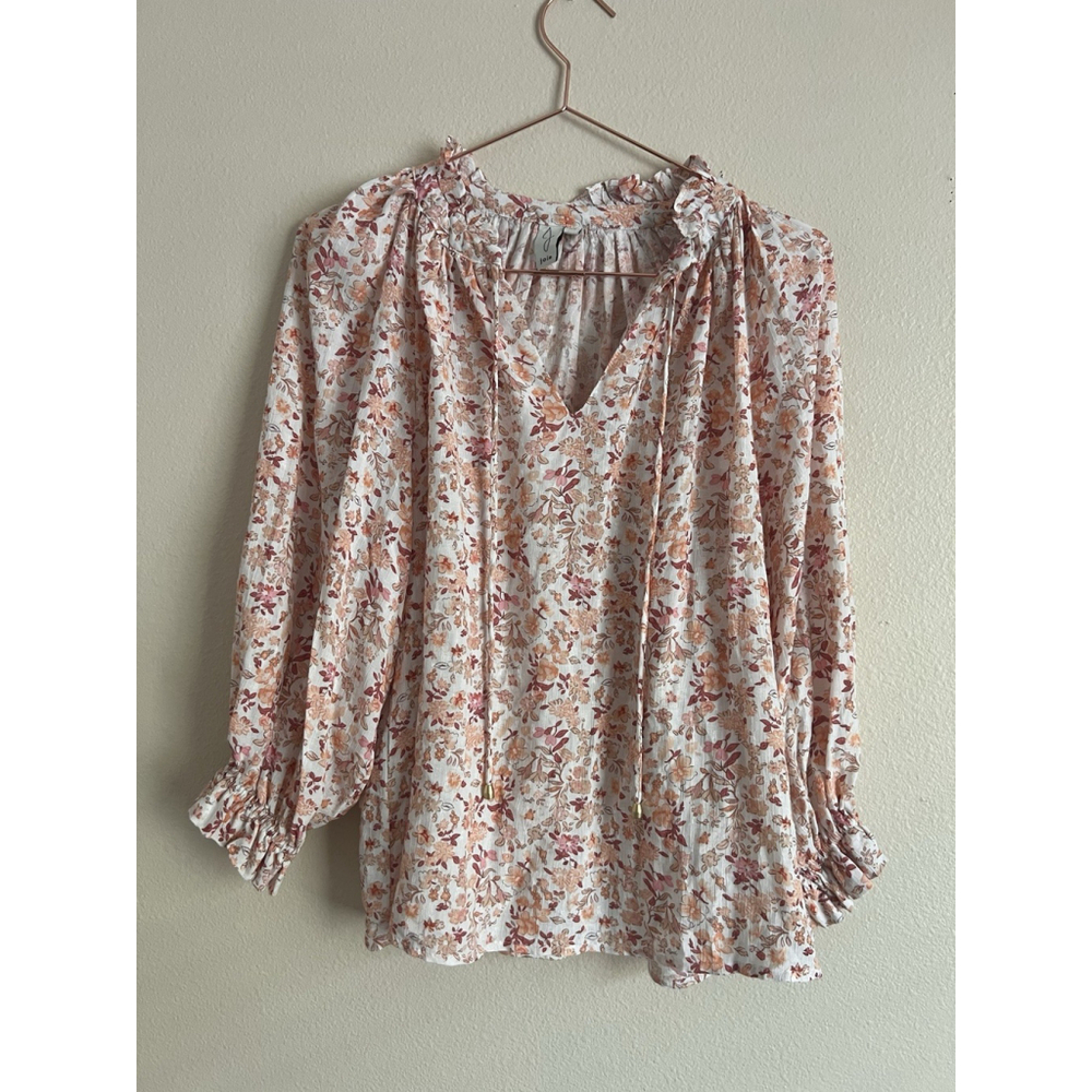 Joie Floral Peasant Blouse Women’s Size XS Multi‎ Color Long Sleeve Rayon Tunic